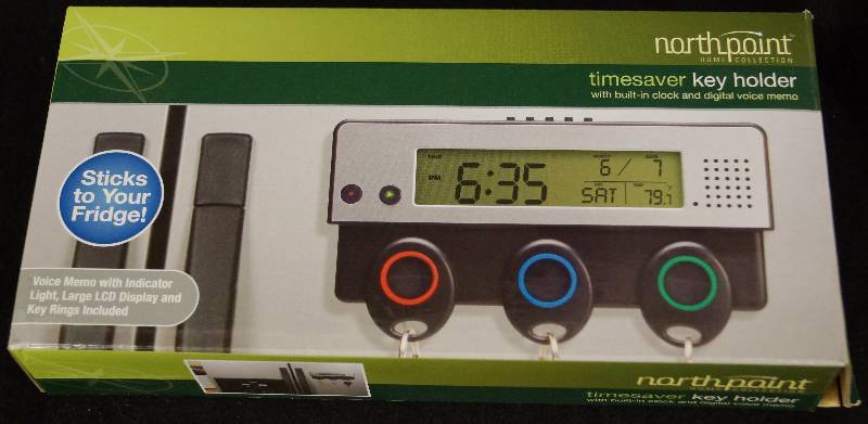 lot 8203 image: Time Saver Key Holder with Clock and Digital Voice Memo. NEW IN BOX