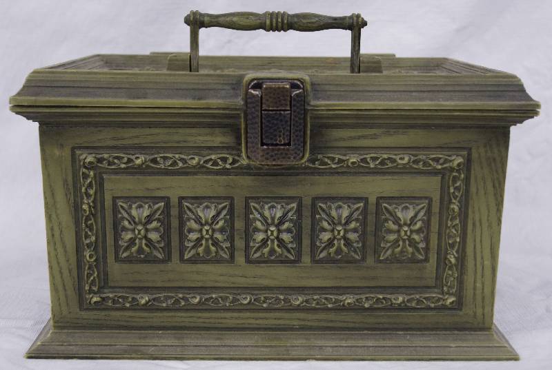 40'アンティーク U.S.A ELGIN　極薄モデル 未使用　BOX VINTAGE Max Klein Avocado Green Plastic Storage Sewing Box SC 4015