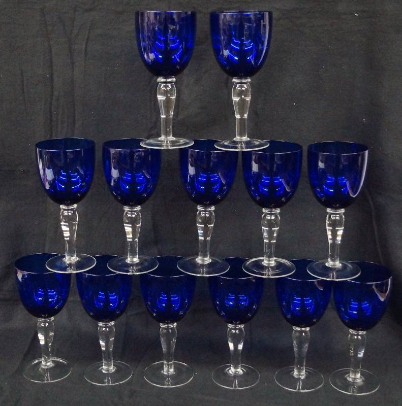 lot 8226 image: Super Nice Cobalt Blue Stem Ware - Look at These Pictures