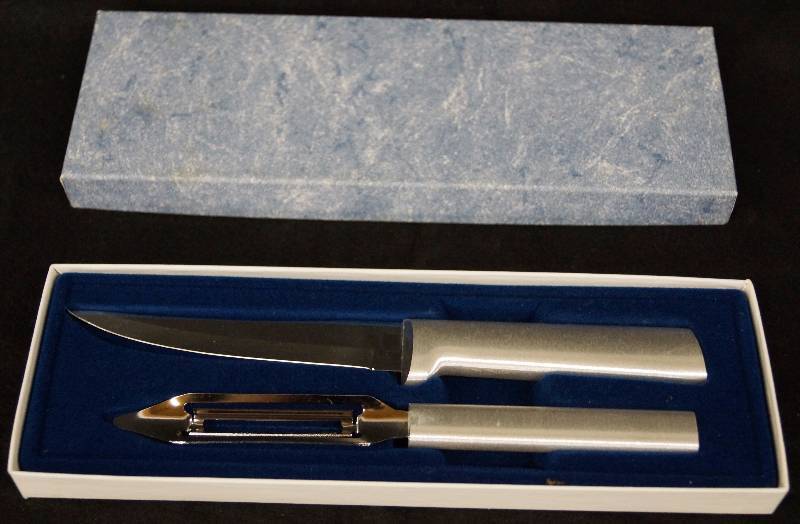 lot 8249 image: Rada Aluminum Handled Knife and Potato Peeler