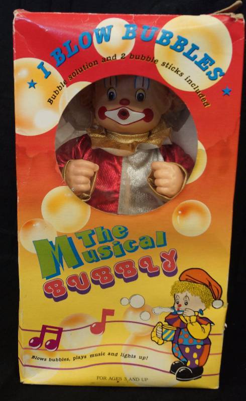 lot 8298 image: The Musical Bubbly Clown - Blows Bubbles - Lights Up & Plays Music - In Original Box