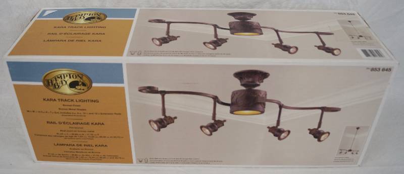lot 8304 image: Hampton Bay Kara Track Lighting - Bronze Finish - 18 Extension Option - Super Nice Light in Box