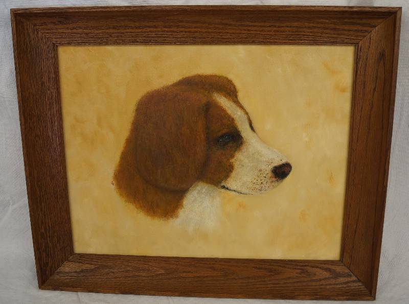 lot 8306 image: Nice Framed Picture of a Dog - Ready to Hang on Your Wall