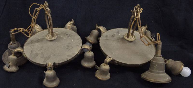 lot 8314 image: 2 Old Metal Antique Chandeliers - Super Classy and Very Collecible wChain and Bracket