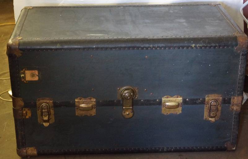 lot 8367 image: LARGE Antique Garland Steamer Trunk Wardrobe Traveling Luggage with Built in Ironing Board - WOW