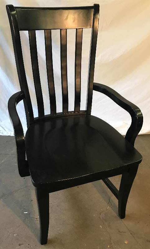 lot 8398 image: Arm Chair - SOLID WOOD Black, matches office furniture also listed on this auction