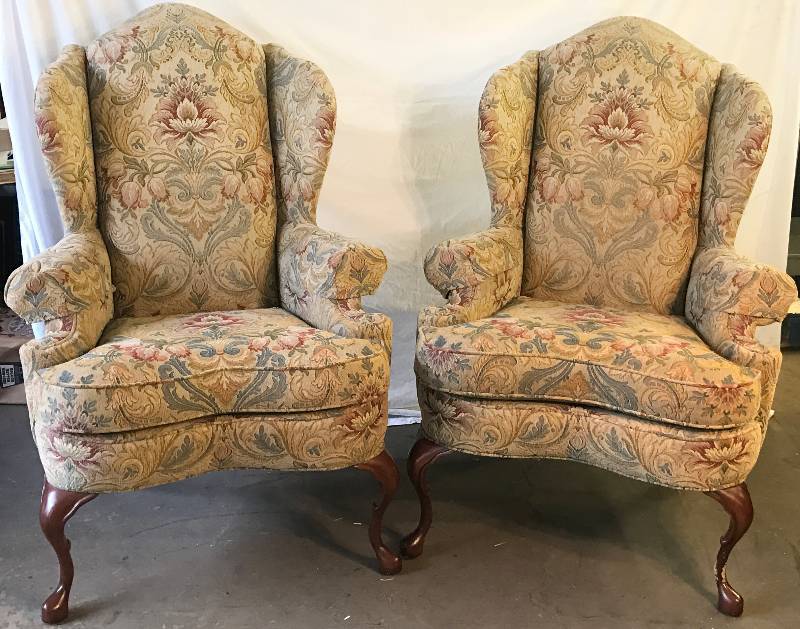 lot 8399 image: Lot of 2 High-Back Designer Wing Chairs - Pennsylvania House - HIGH END QUALITY FURNITURE