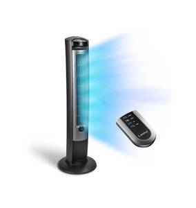lot 3750 image: Lasko Oscillating Tower Fan, Remote Control, Timer, 3 Quiet Speeds, for Bedroom, Living Room and Office, 42, SilvrrGray in Color, NEW in Plastic