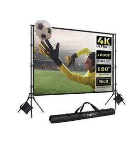 lot 3765 image: PHOPIK Projector Screen with Stand 120 inch Portable Indoor Outdoor Projector Screen Fordable & Wrinkle-Free Outdoor Movie Screen with Carry Bag, NEW
