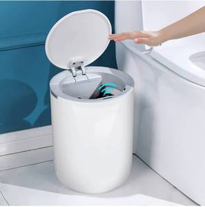 lot 3774 image: JUDRDO Bathroom Automatic Trash Can, Small Garbage Can Bin with Lid Electric Waterproof & Motion Sensor Trash Can with 3.6 Gallon, NEW