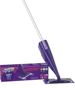 lot 3775 image: Swiffer WetJet Hardwood and Floor Spray Mop Cleaner Starter Kit, Includes 1 Power Mop, 10 Pads, Cleaning Solution, Batteries, NEW
