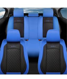 lot 3792 image: GIANT PANDA Full Set Car Seat Covers Luxury Faux Leatherette Seat Cushions Covers for 5-Seater Models, Fit Most Cars SUV Pick-up Trucks (Blue) Retails $179