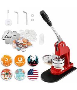 lot 3802 image: BEAMNOVA Button Maker Machine DIY Round Pin Maker Kit, 75mm  2.95 in (About 3 Inch) Badge Press Machine with 500 Button Parts Supplies Retails $149