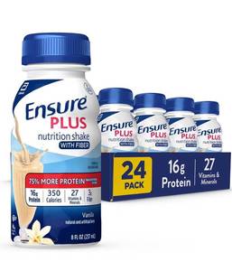 lot 3812 image: Ensure Plus Nutrition Shake with Fiber, 16 Grams of Protein, , Vanilla, 8 Fl Oz (Pack of 24) Retails $51