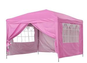 lot 3830 image: Outdoor basic 10 x 10 ft Outdoor Pop-Up Canopy Tent Gazebo PINK WITH SIDE WALLS Retails $160