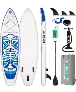 lot 3835 image: FunWater Inflatable Ultra-Light (17.6lbs) SUP for All Skill Levels Everything Included with Stand Up Paddle Board, Adj Paddle, Pump, ISUP Travel Backpack, Leash, Waterproof Bag Retails $180