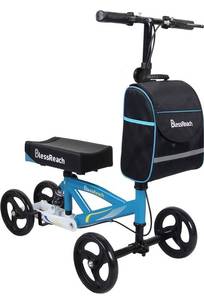 lot 3836 image: BlessReach Economy Knee Scooter Steerable Knee Walker for Foot Injuries Compact Crutches with Dual Rear on-Wheel Brake and Shock Absorption Under The Knee pad