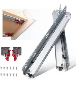 lot 3856 image: TWO PAIR (4Rails) knobelite 18 Inch Undermount Drawer Slides, Self Soft Close Full Extension Drawer Rails Concealed Drawer Runners Adjustable Locking Devices Mounting Brackets Screws Included, NEW