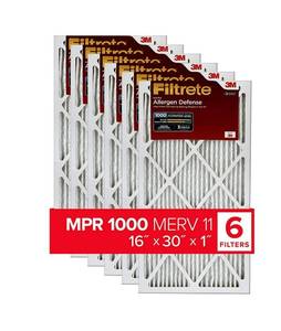 lot 3866 image: SIX Pack Filtrete 16x30x1, AC Furnace Air Filter, MPR 1000, Micro Allergen Defense, 6-Pack (exact dimensions 15.81 x 29.81 x 0.81) NEW