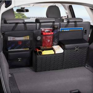 lot 3878 image: YJGF Trunk Organizers and storage suv,Car Hanging Trunk Organizer,Leather Collapsible SUV Trunk Organizer for Car Storage with Wine Organizer, Appears NEW