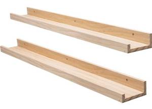 lot 3883 image: AZSKY Wood Floating Shelves for Wall 36 Inches Long Wood Photo Picture Ledge Shelf with Lip Kids Bookshelf and Wood Wall Shelves for Nursery Decor a Set of 3
