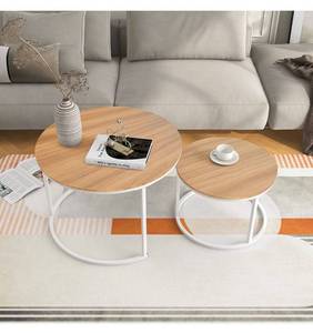 lot 3893 image: BOFENG Round Wood Nesting Coffee TablesStacking Side Tables End Tables Set of 2