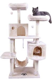 lot 3899 image: Hey-brother Large Multi-Level Cat Tree Condo Furniture with Sisal-Covered Scratching Posts,