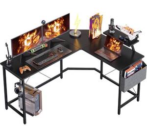 lot 3904 image: Cubiker 59.1 L-Shaped Gaming Desk, Home Office Computer Desk with Monitor Stand, Black
