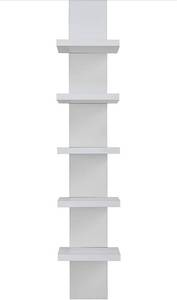 lot 3905 image: Danya B 5 Tier Wall Shelf Unit Narrow Smooth Laminate Finish - Vertical Column Shelf Floating