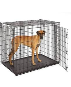 lot 3919 image: Midwest SL54DD Ginormus Double Door Dog Crate for XXL for the Largest Dogs Breeds, Great Dane, Mastiff, St. Bernard, Black Retail $183