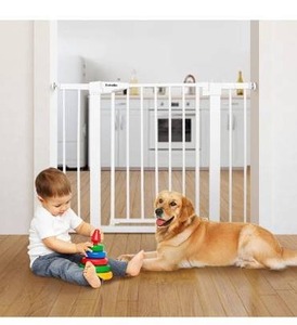lot 3921 image: Babelio Baby Gate for Doorways and Stairs, 26-40 inches DogPuppy Gate, Easy Install, Pressure Mounted, No Drilling, fits for Narrow and Wide Doorways, Safety Gate wDoor.