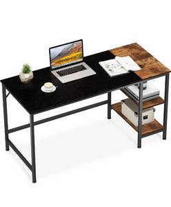 lot 3926 image: JOISCOPE Study Computer Desk for Home Office, 60 inches (Black Oak Finish), NEW, damage to one corner, Retails--$150