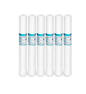 lot 3949 image: Membrane Solutions 5 Micron 2.5 OD x 20 Length Sediment Water Filter String Wound Polypropylene Cartridge for Whole House Filter Systems, 6 Pack, NEW