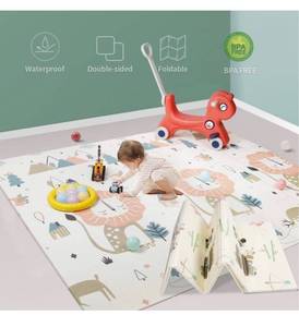 lot 3961 image: Baby Playmat for Crawling,0.6in Thick Extra Large Foldable Play Mat for Baby, Waterproof Non Toxic Anti-Slip Reversible Foam Playmat for Toddlers Kids(79  71  0.4)