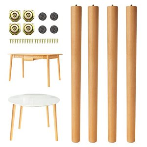 lot 3969 image: TSTKCOM 28 Inch Wooden Table Legs Mid Century Modern Wood Desk Legs .Replacement Legs Ideal for Table - Dining Table, Desk Including Angled Mounting Plates, Set of 4