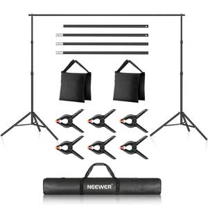 lot 3970 image: Neewer Photo Studio Backdrop Support System, 10ft3m Wide 6.6ft2m High Adjustable Background Stand with 4 Crossbars, 3 Backdrop Clamps, 2 Sandbags, and Carrying Bag for Portrait & Studio Photography