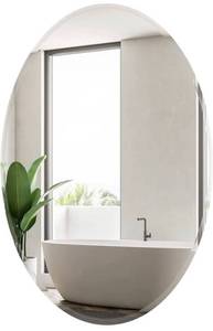 lot 3971 image: PANDEELS Bathroom Frameless Oval Mirror 24 x 36 Inch - Beveled Polished Edge - Hanging Wall Mounted for Living Room, Bedroom, Entryway