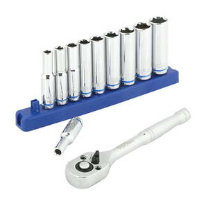 lot 3982 image: Hyper Tough 12-Piece 14-inch Drive Ratchet and Deep Socket Set MM Model 30131