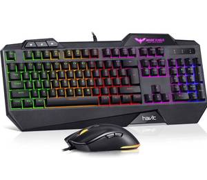 lot 3984 image: havit Gaming Keyboard and Mouse Combo, Backlit Computer keyboards and RGB Gaming Mouse, Gaming Accessories 104 Keys PC Gaming Keyboard with DPI 4800 Mouse for Gamer, Black