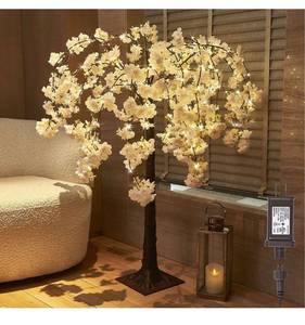 lot 3988 image: LITBLOOM Lighted Tree with Cherry Blossom 180 Fairy Lights 4FT, Pink Flower Faux Tree Lights for Indoor Outdoor Home, Wedding, Party Spring Decoration Retails $99