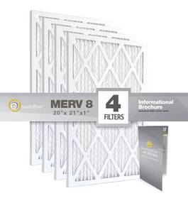 lot 3993 image: Enviroflow 20x21x1 Pollen and Dust Control Pleated Replacement ACFurnace Air Filter, MERV 8, Pack-4