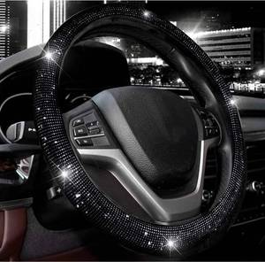 lot 3995 image: Valleycomfy Steering Wheel Cover for Women 15 12 inches-16 inches Bling Bling Crystal Diamond (Black with Black Diamond)