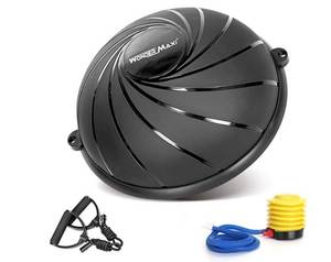 lot 4019 image: Wonder Maxi Half Balance Ball Trainer Yoga Exercise Ball with Resistance Bands Foot Pump Anti Slip for Yoga Fitness, Strength
