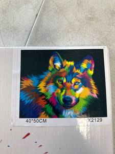 lot 4023 image: ifymei Paint by Number for Kids and Adults Beginner, DIY Gift Canvas Painting Kits, 16x20 Inch Colorful wolf Without Frame