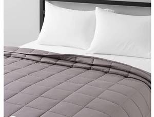 lot 4024 image: Amazon Basics All-Season Cotton Weighted Blanket - 20-Pound, FullQueen, 60 in x 80 in, Dark Gray Retails $79
