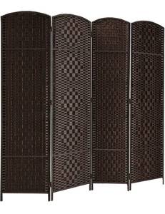 lot 4029 image: Rose Home Fashion RHF 6 ft.Tall-15.7 Wide Diamond Weave Fiber 4 Panels Room Divider4 Panels Screen Folding Privacy Partition Wall Room Divider Freestanding 4 Panel, Dark Coffee