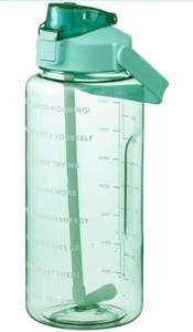 lot 4034 image: 2-64oz Water Bottle with Straw and Flip-Top Lid- Leak-proof BPA Free Reusable