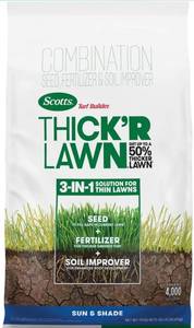 lot 4043 image: Scotts Turf Builder THICKR LAWN Grass Seed, Fertilizer, and Soil Improver for Sun & Shade, 4,000 sq. ft., 40 lbs.