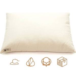 lot 4050 image: ComfySleep Luxury Buckwheat Pillow for Sleeping, USA Made, Organic Cotton Twill & Hulls, Neck & Lumbar Support Pillow, Side Sleepers (Traditional, 14 x 21) Retails $68