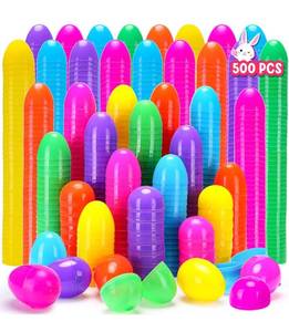 lot 4066 image: YEAHBEER 500 Easter Eggs, 2.36�� Assorted Bright Colors Plastic Easter Eggs Fillable for Easter Hunt Easter Theme Party Favor Basket Stuffers Fillers Retails $60